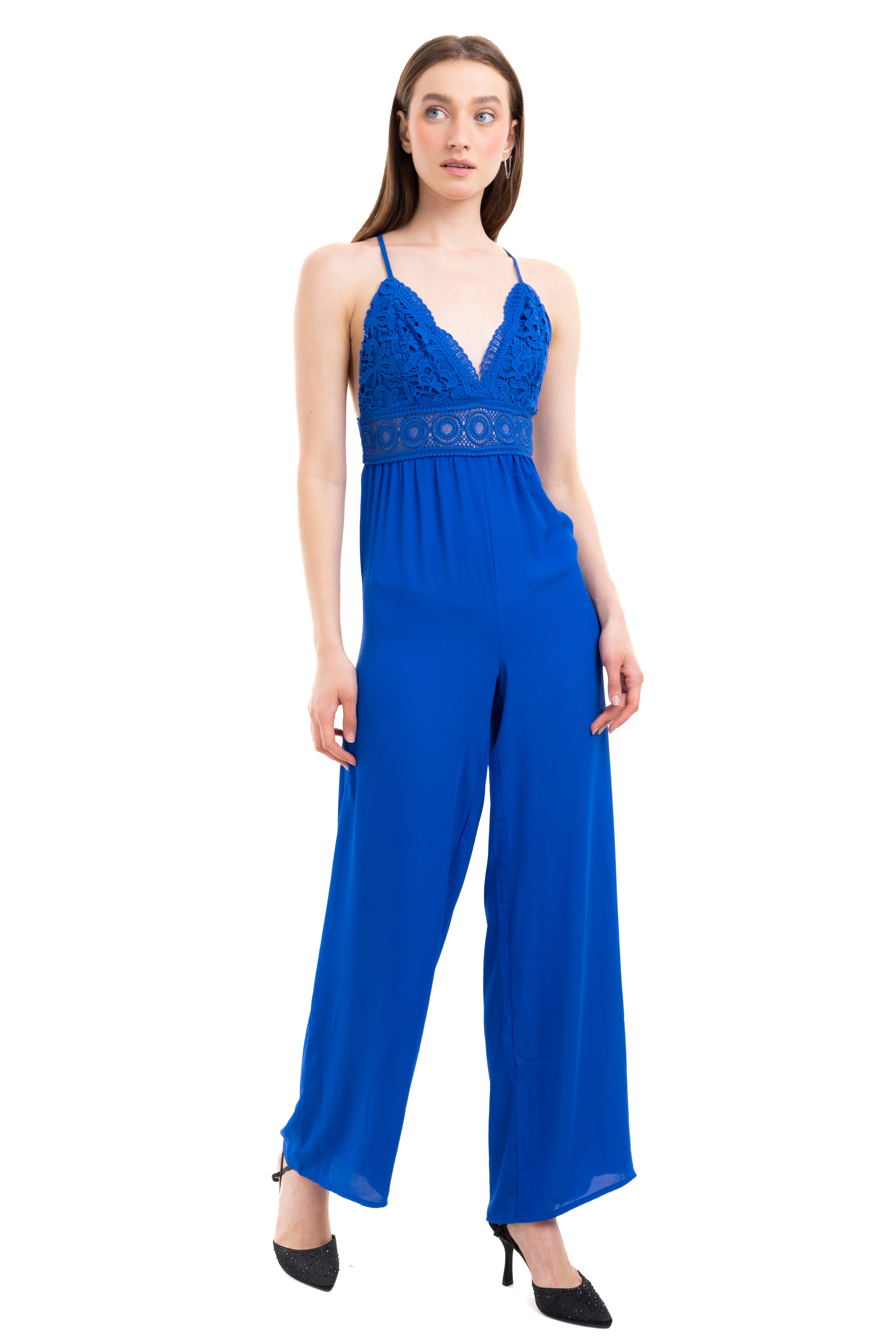 Jumpsuit encaje aros AZUL ELECTRICO