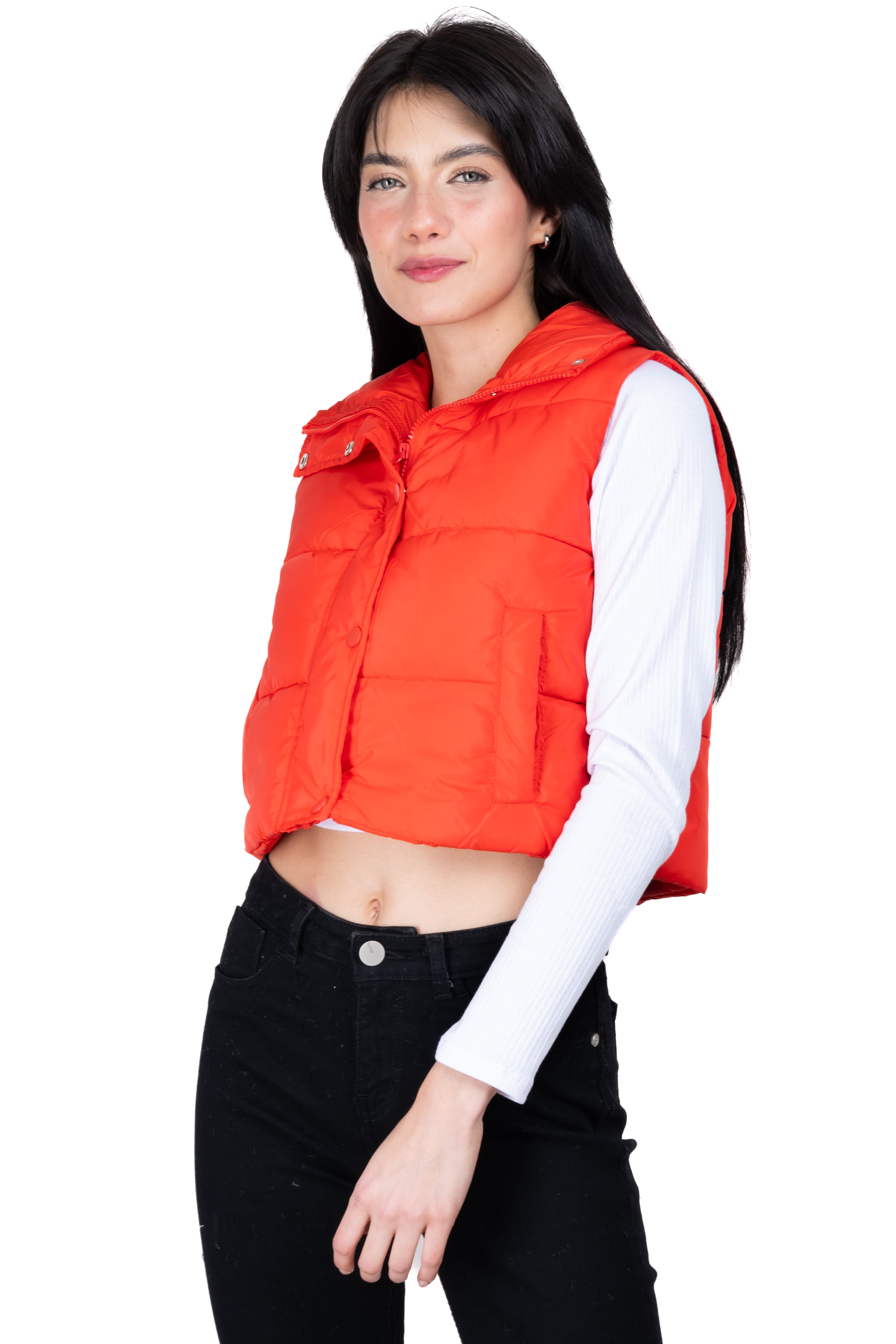 Chaleco crop puffer monocolor ROJO