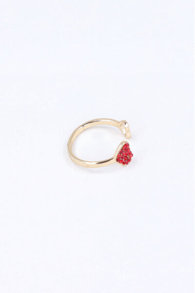 Double Heart Open Ring RED