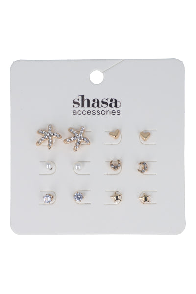 Set 6 Pares Aretes Studs ORO