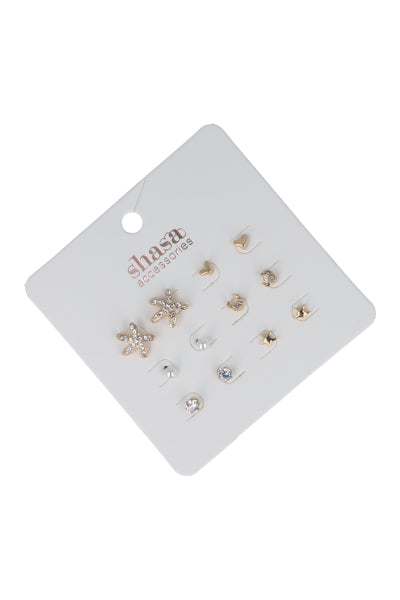 Set 6 Pares Aretes Studs ORO