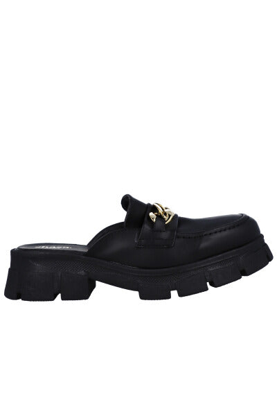 Loafers mula efecto piel cadena NEGRO