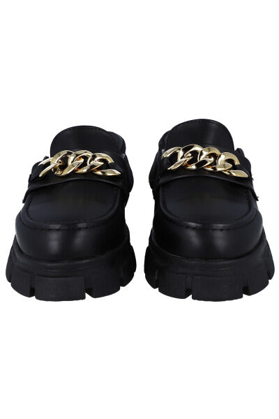 Loafers mula efecto piel cadena NEGRO