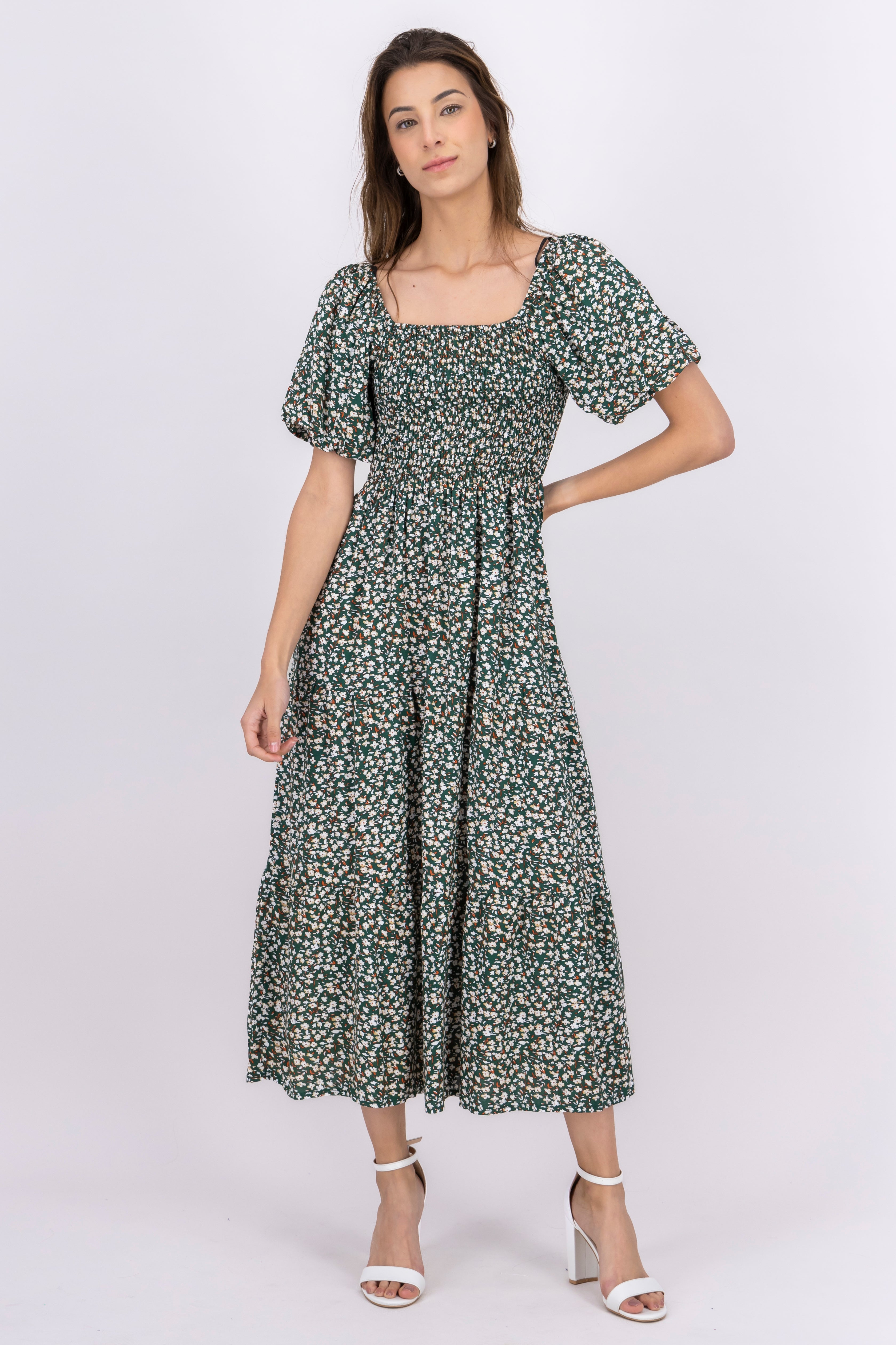 Maxi Dress Bulled Flowers Combo green