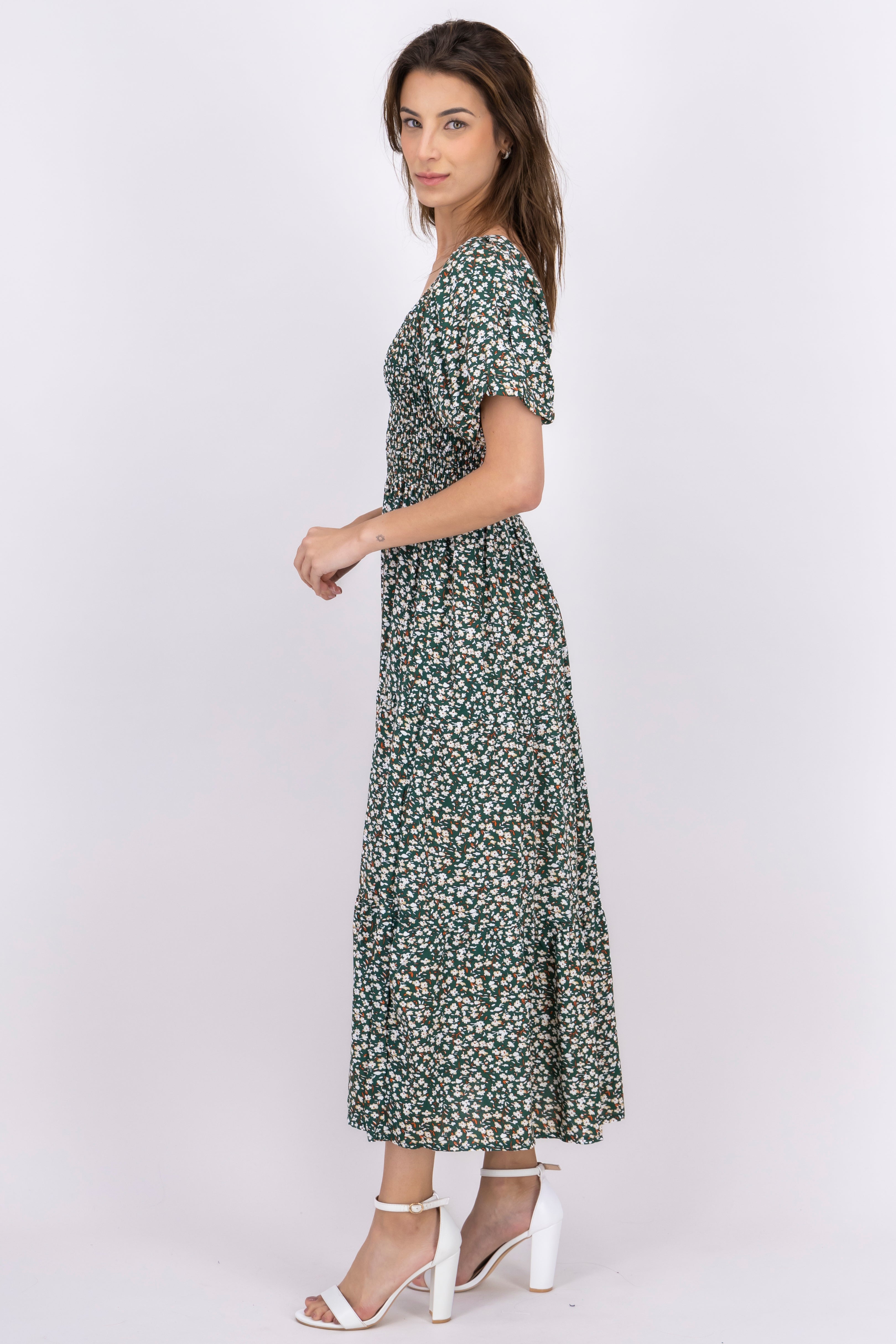 Maxi Dress Bulled Flowers Combo green