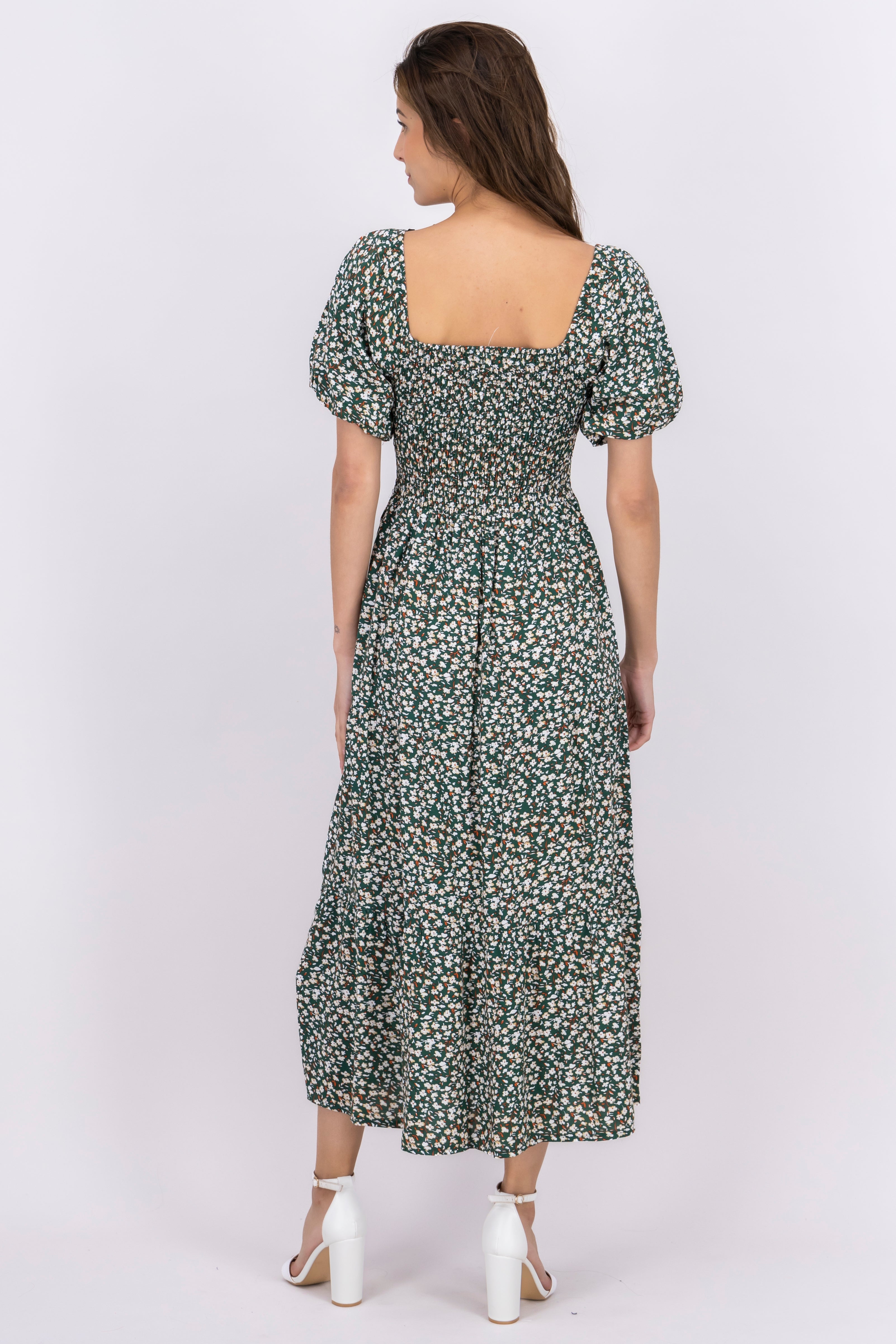 Maxi Dress Bulled Flowers Combo green