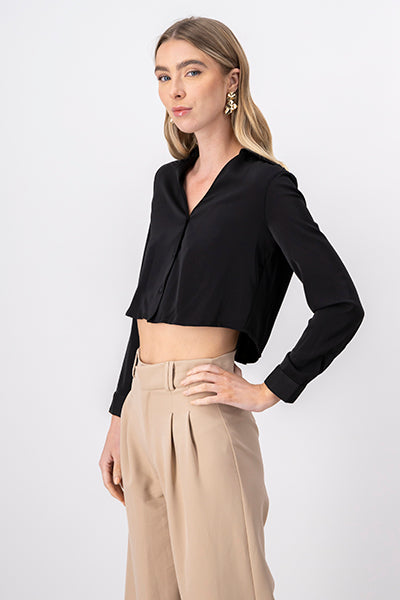 Crop shirt neckline BLACK