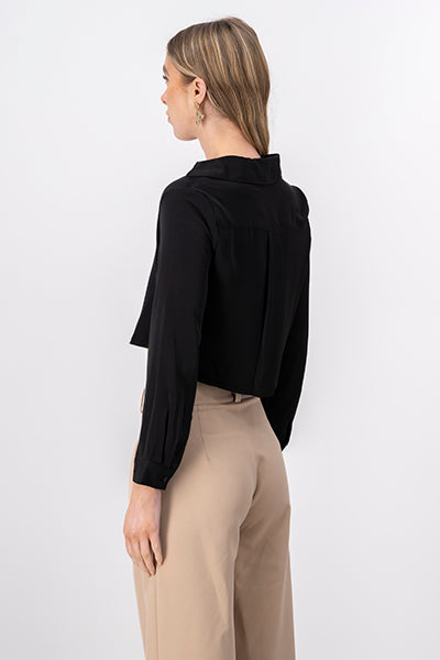 Crop shirt neckline BLACK