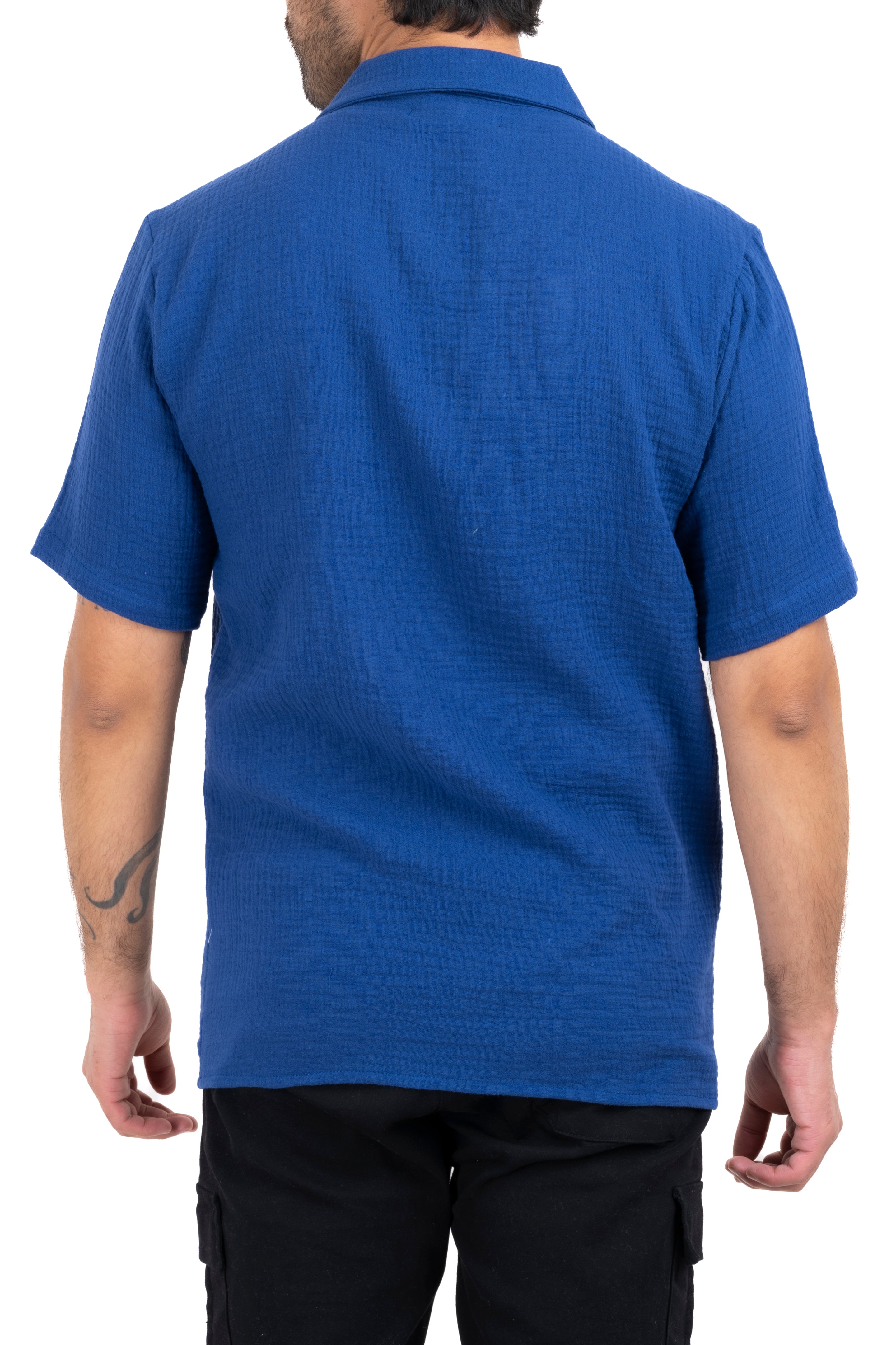 Camisa manga corta textura AZUL REY