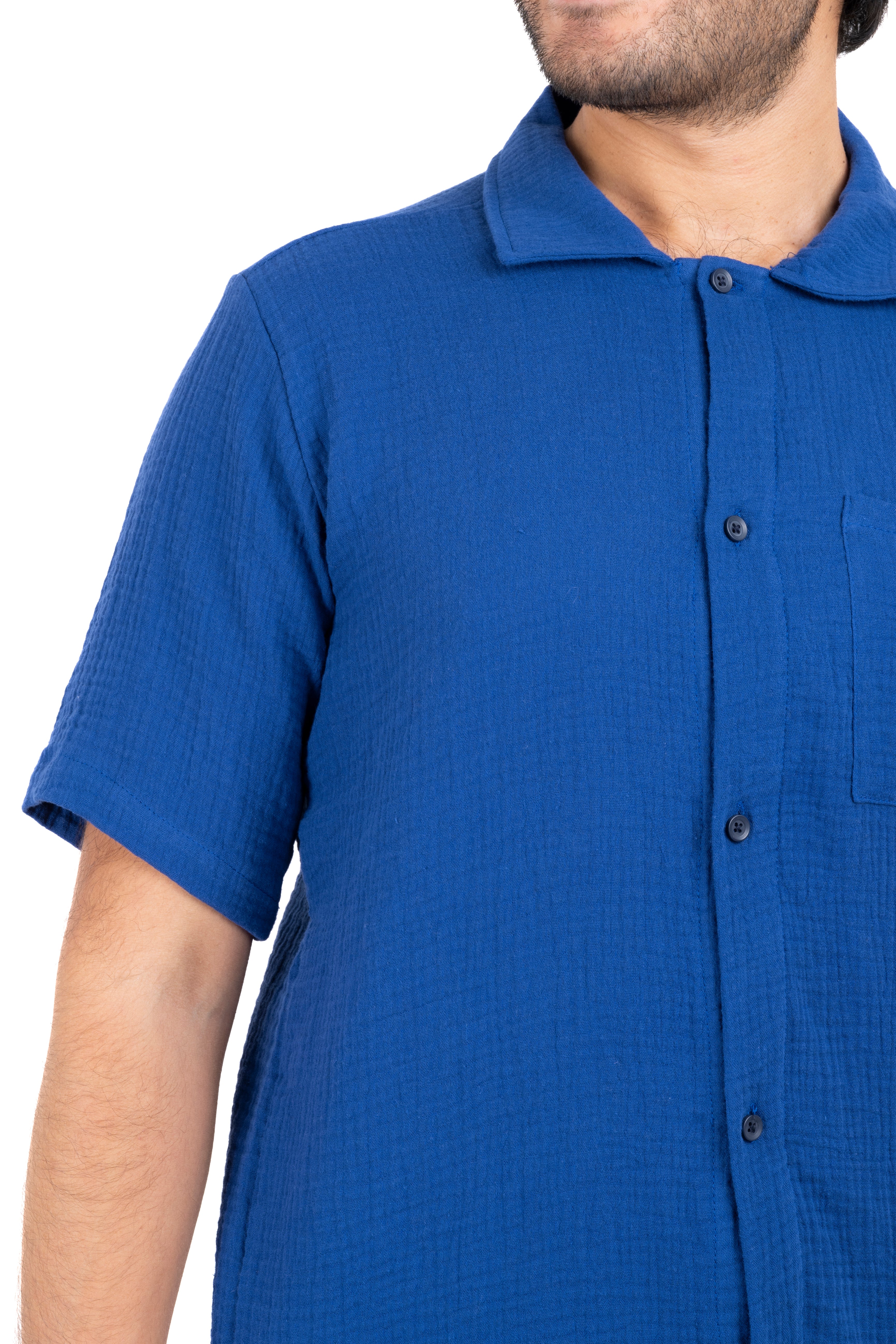 Camisa manga corta textura AZUL REY