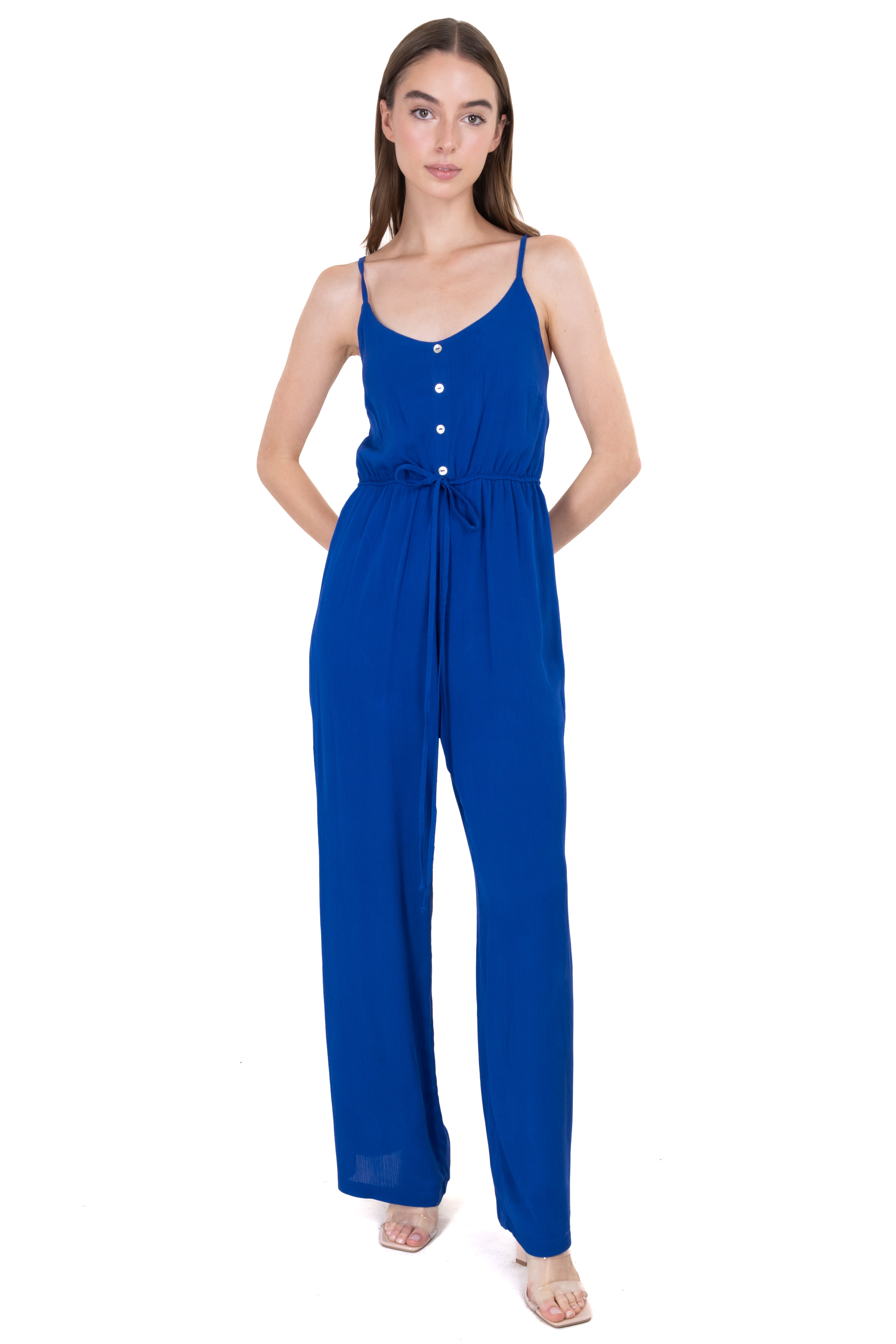 Jumpsuit tirantes detalle botones AZUL REY