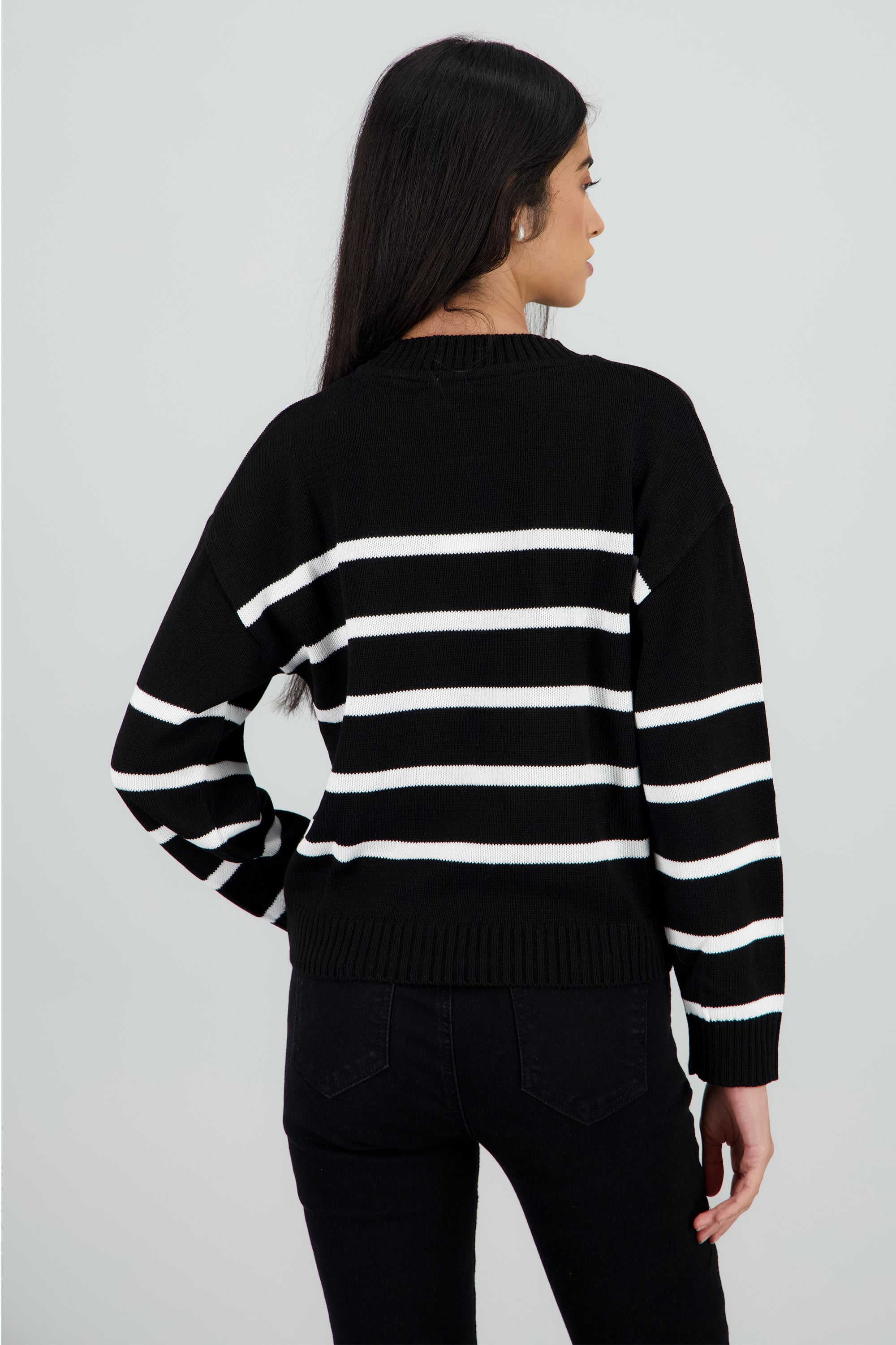 Suéter tejido rayas bicolor NEGRO COMBO