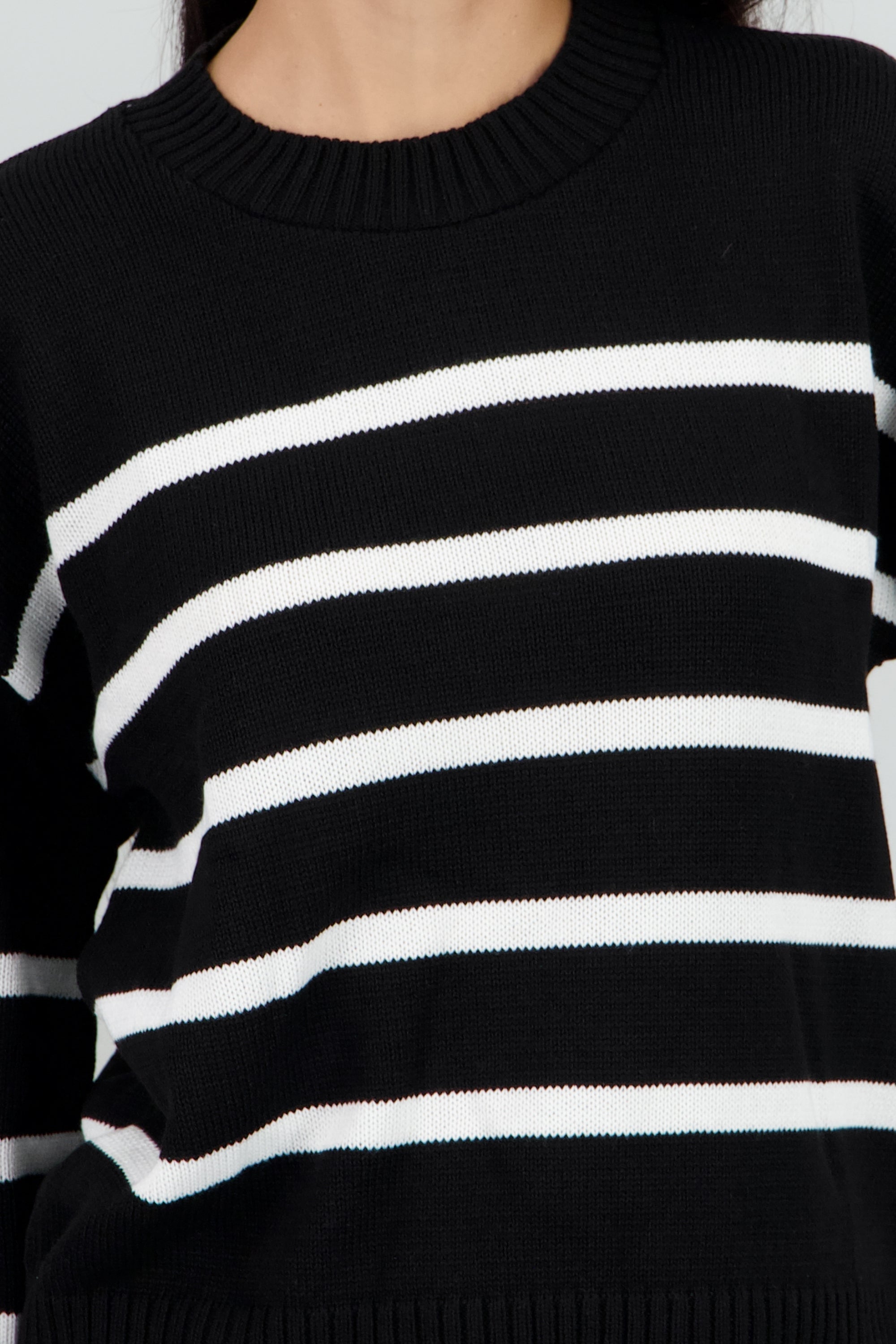 Suéter tejido rayas bicolor NEGRO COMBO