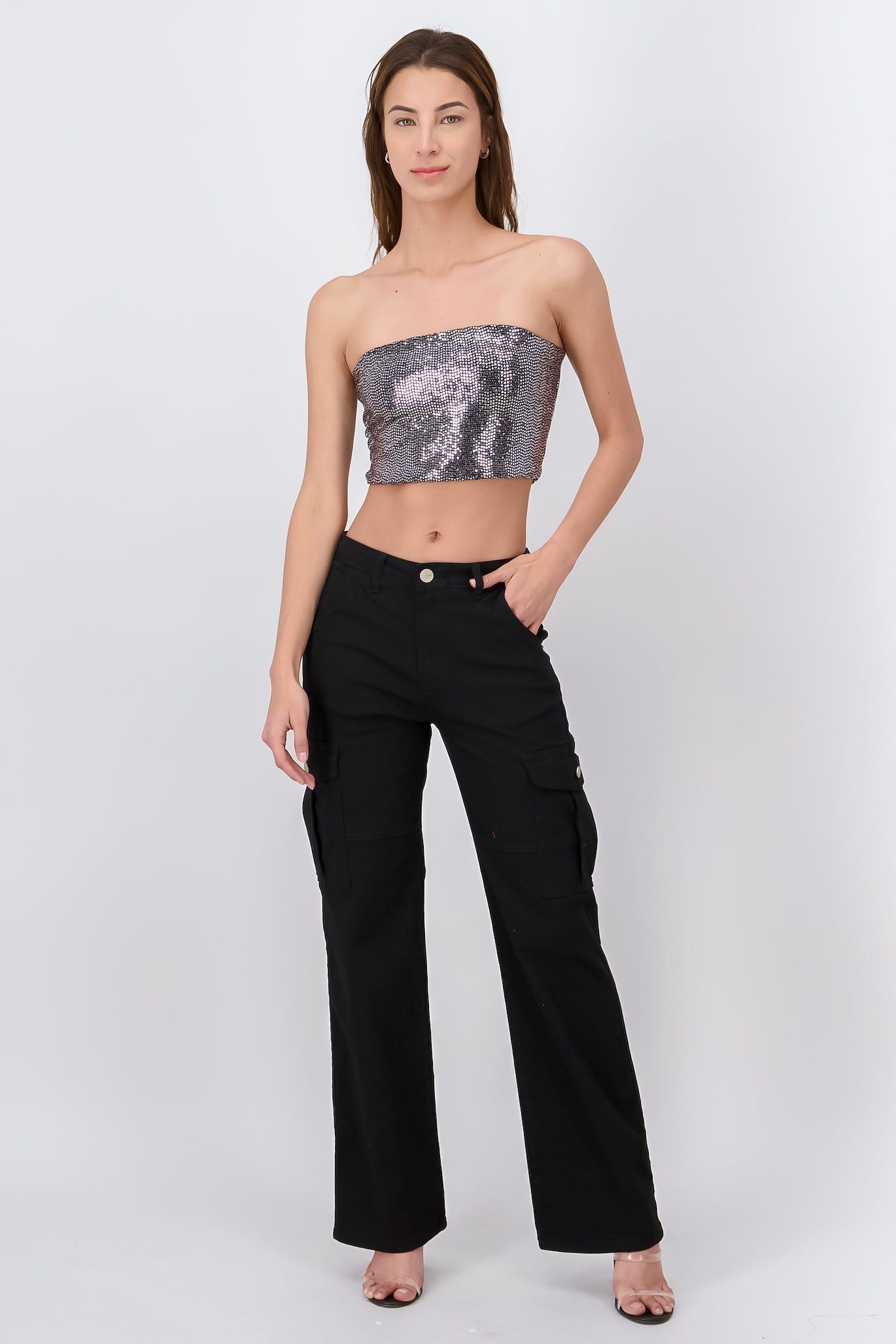 WIDE leg Jeans Pockets BLACK