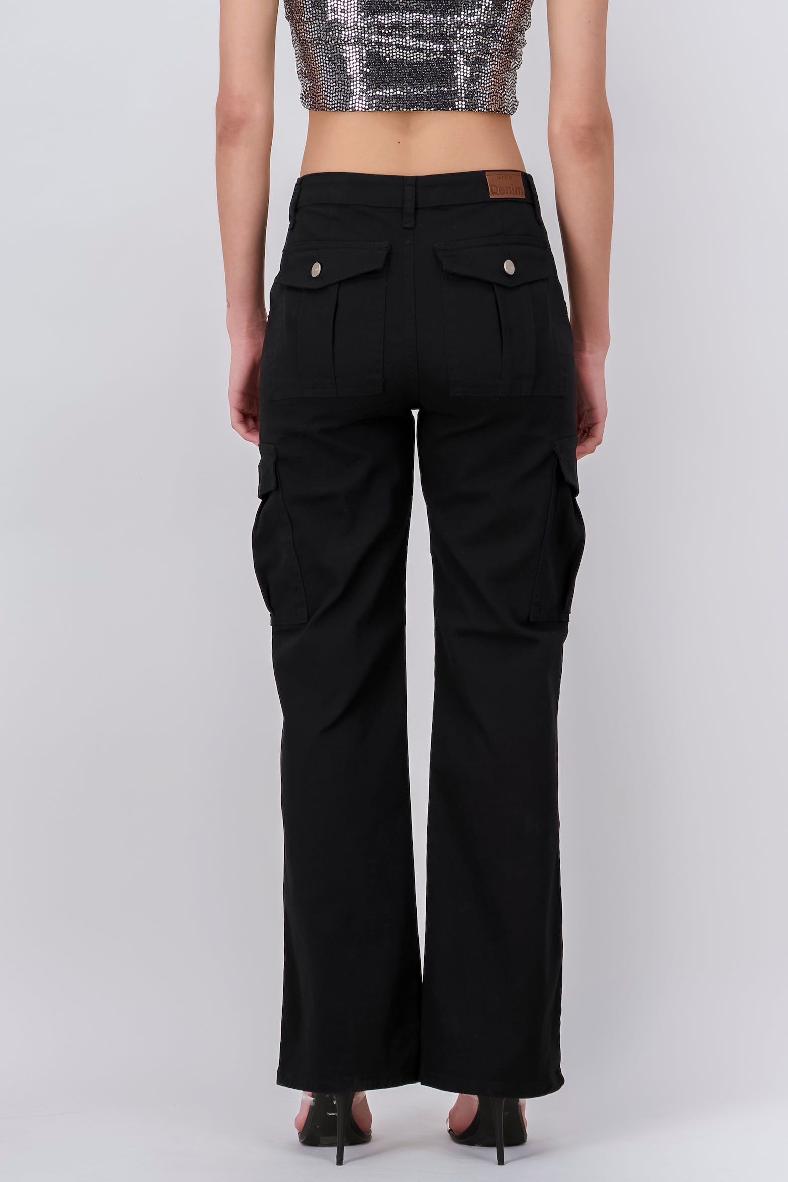 WIDE leg Jeans Pockets BLACK