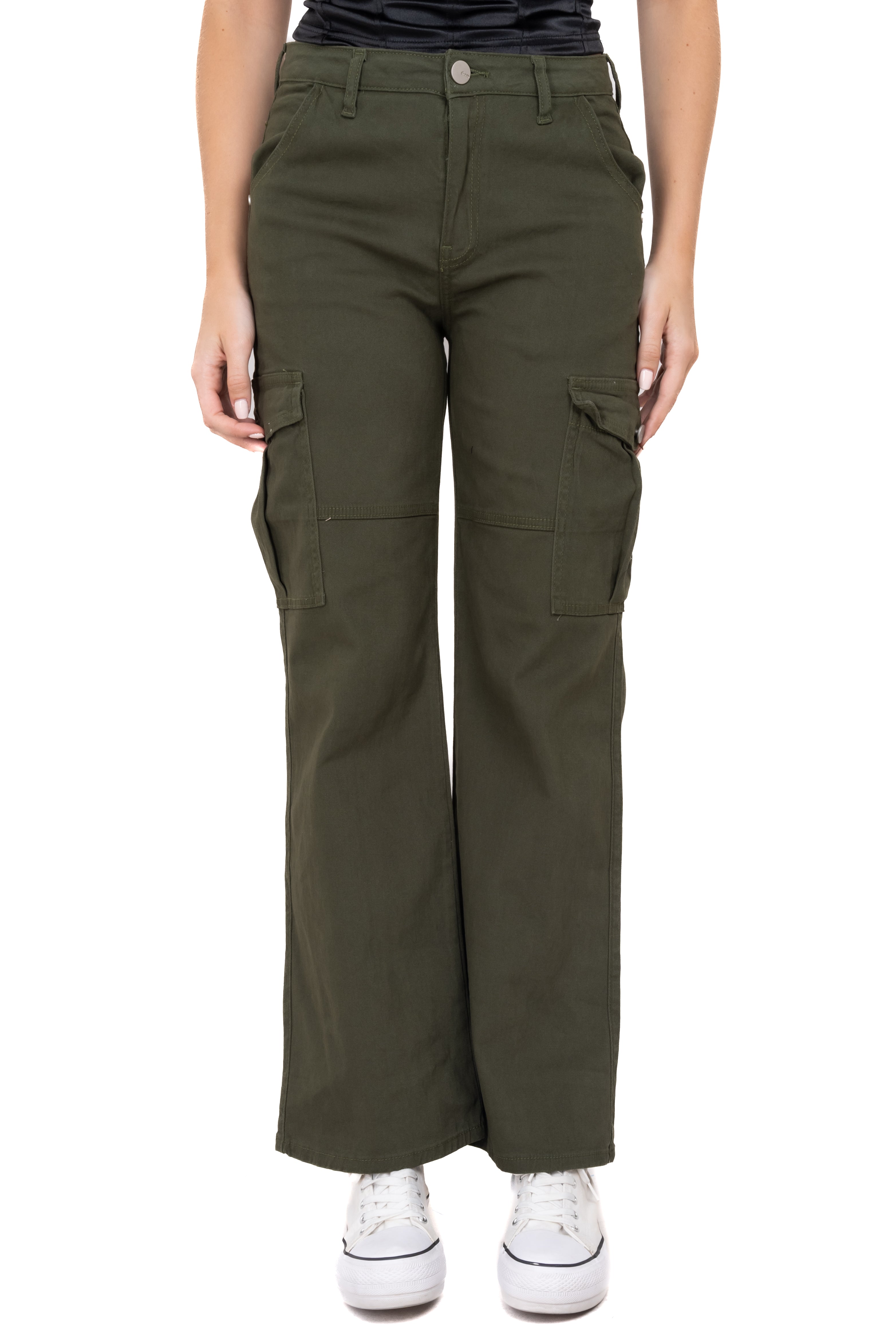 WIDE leg Jeans Pockets OLIVE