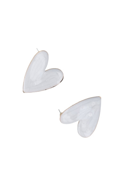 Studs Heart earrings WHITE