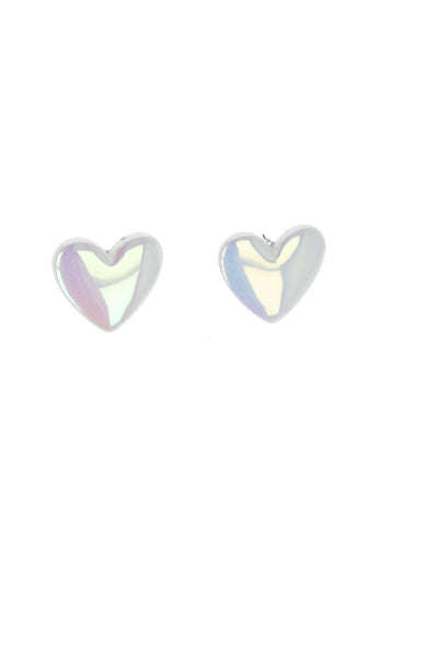 Nacred Effect heart earrings WHITE