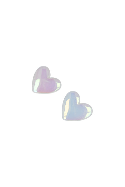 Nacred Effect heart earrings WHITE