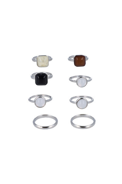 Set 8 anillos gemas PLATA