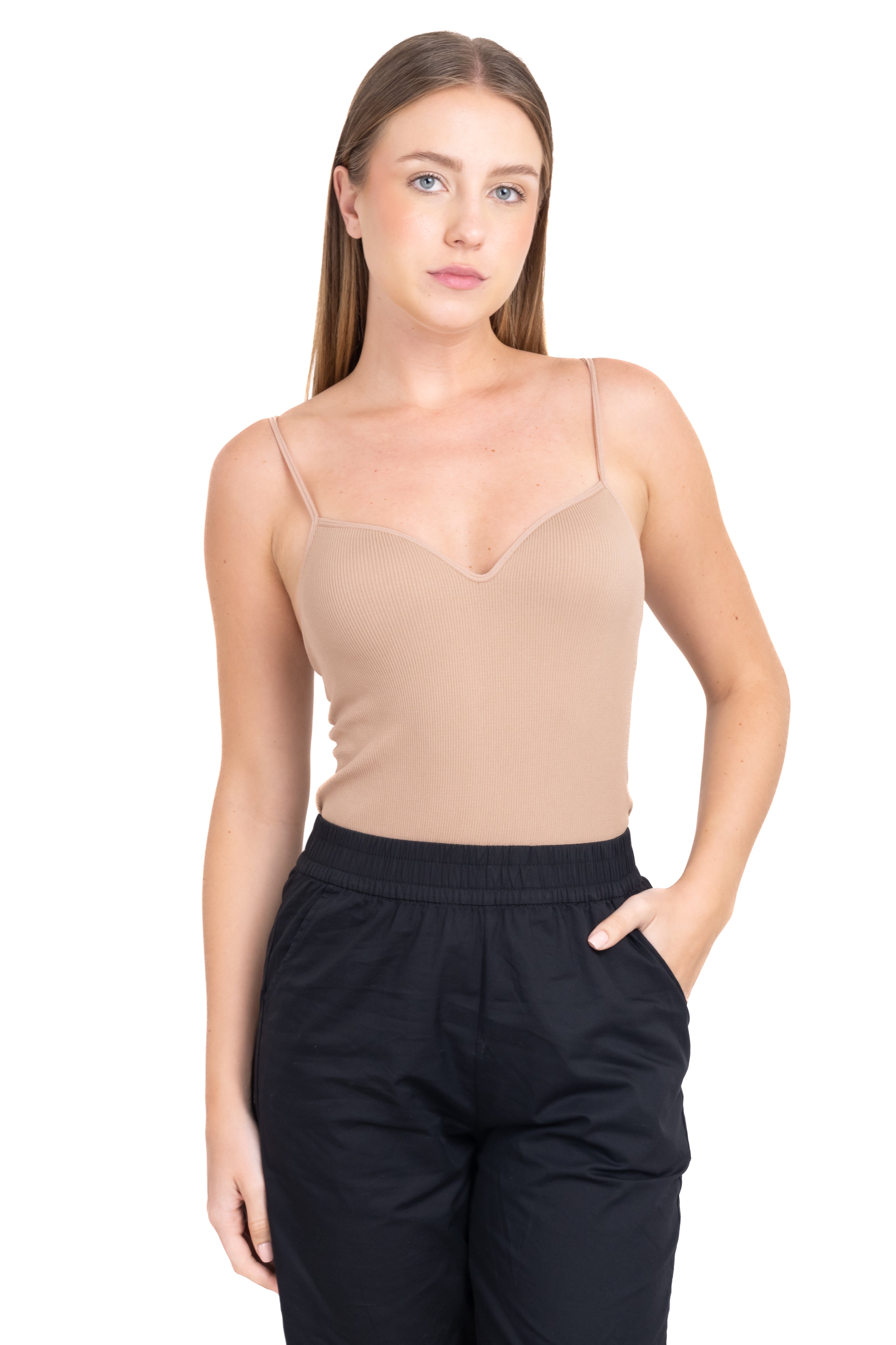 Bodysuit liso escote v NUDE