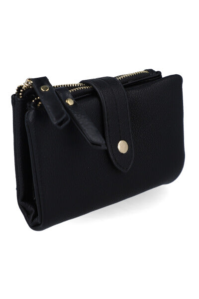 Cartera midi botón metálico NEGRO