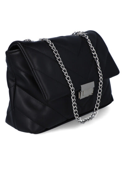 Bolsa midi capitonada chevron NEGRO