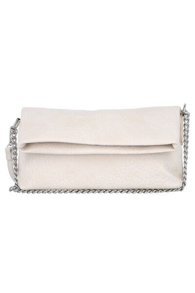 Bolsa clutch efecto piel cadena BLANCO