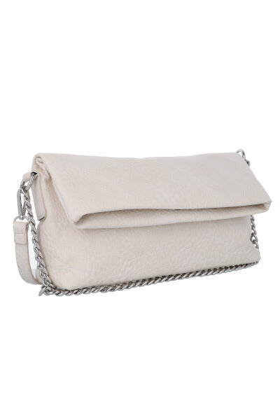 Bolsa clutch efecto piel cadena BLANCO