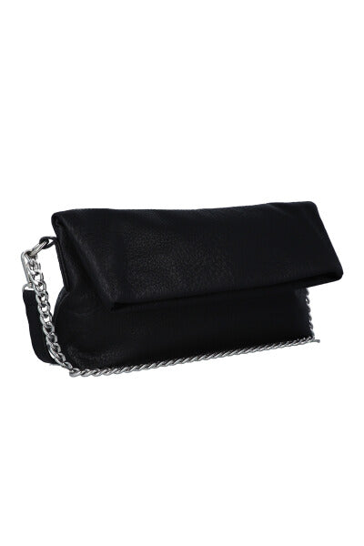 Bolsa clutch efecto piel cadena NEGRO