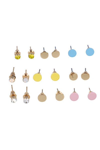 Set 9 Pares Studs Piedras GOLD