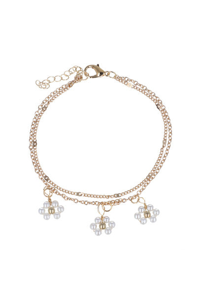 Anklet double layer flowers GOLD