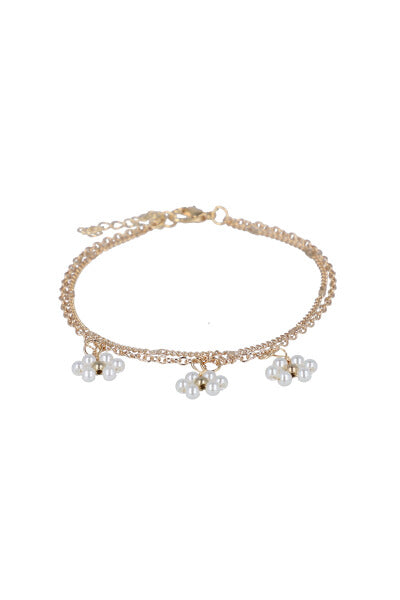 Anklet double layer flowers GOLD