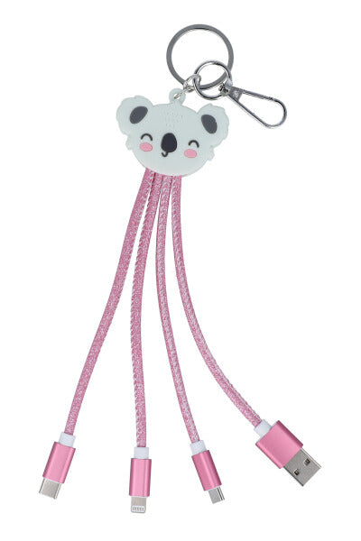 Triple input charger cable Koala PINK