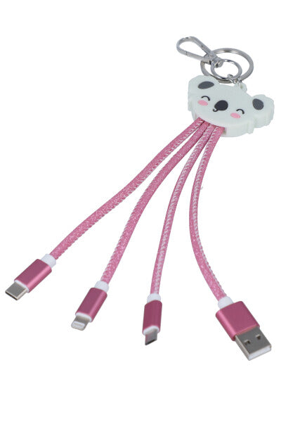 Triple input charger cable Koala PINK