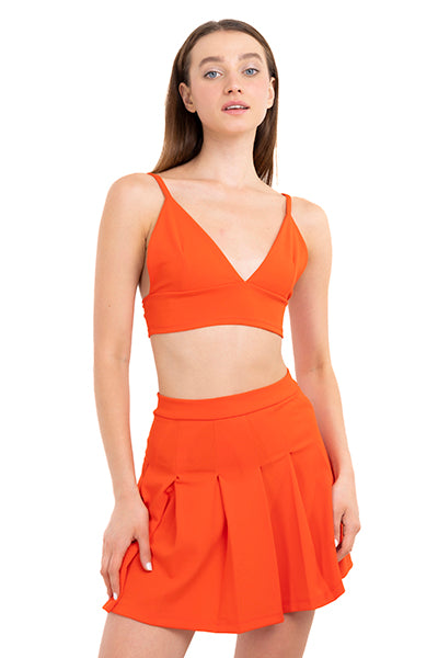 TOP CROP Escote V Sticks Bright orange