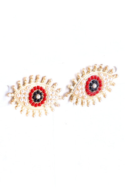 Pearl eye earrings RED