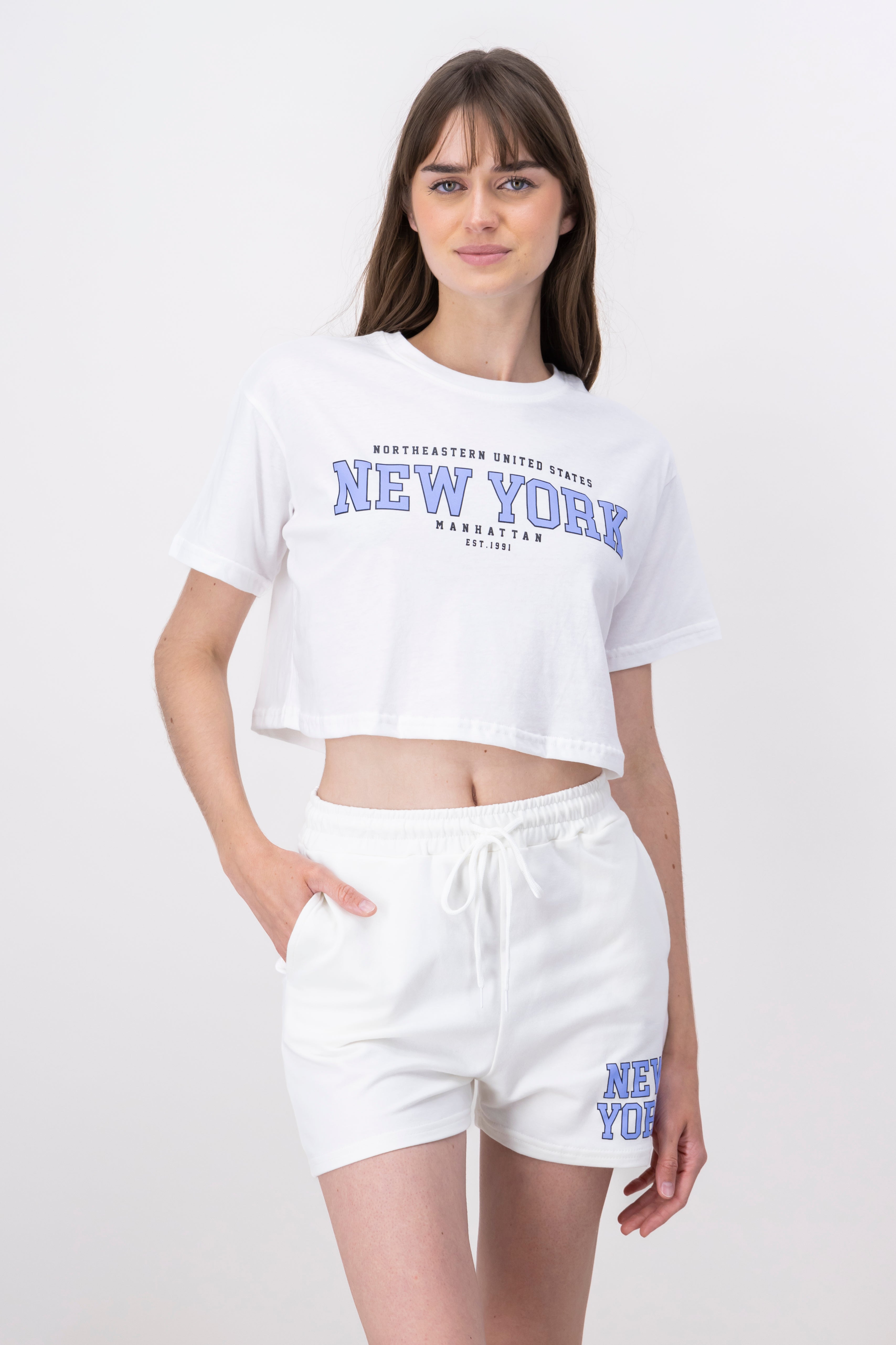 Top Crop Estampado New York BLANCO COMBO
