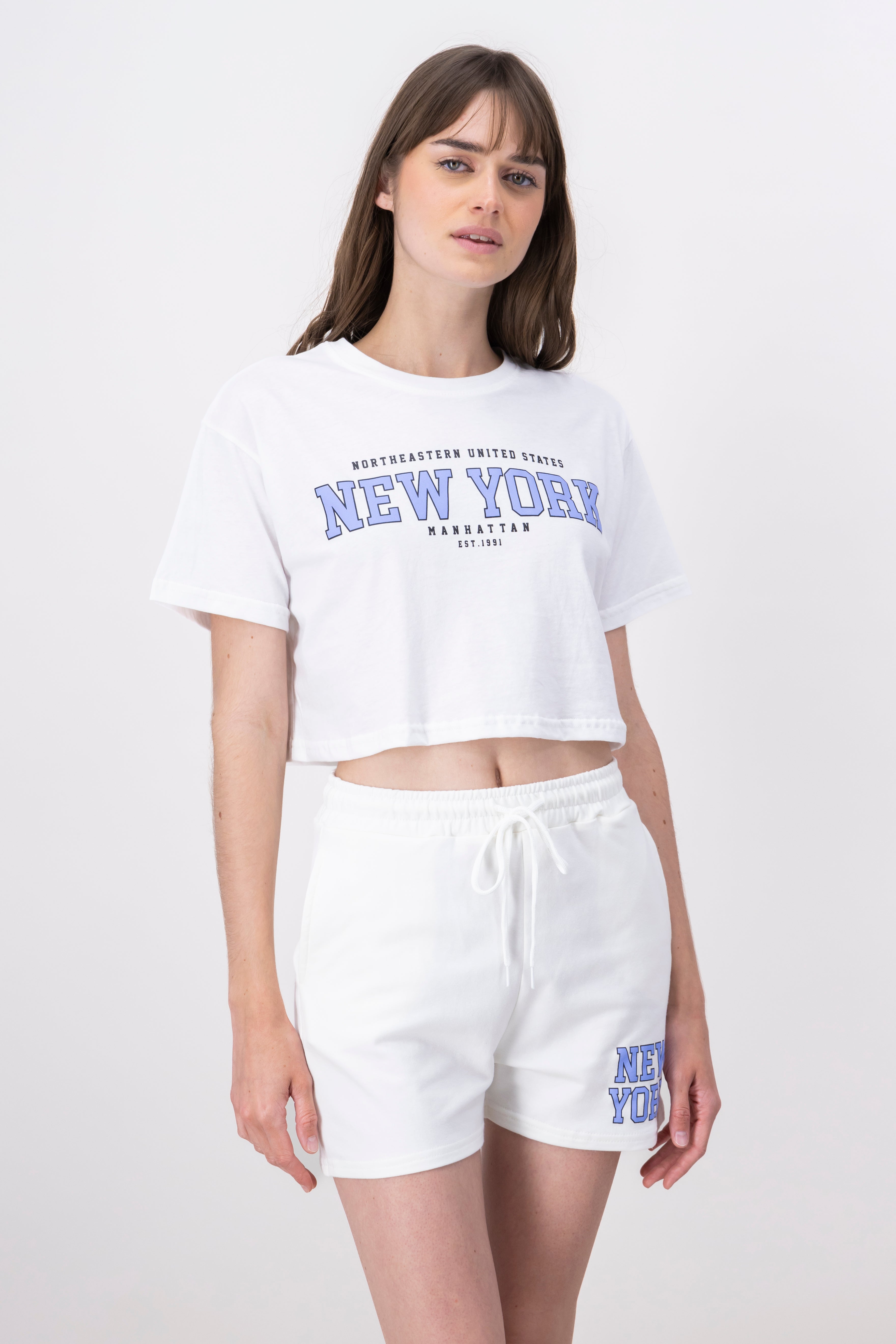 Top Crop Estampado New York BLANCO COMBO