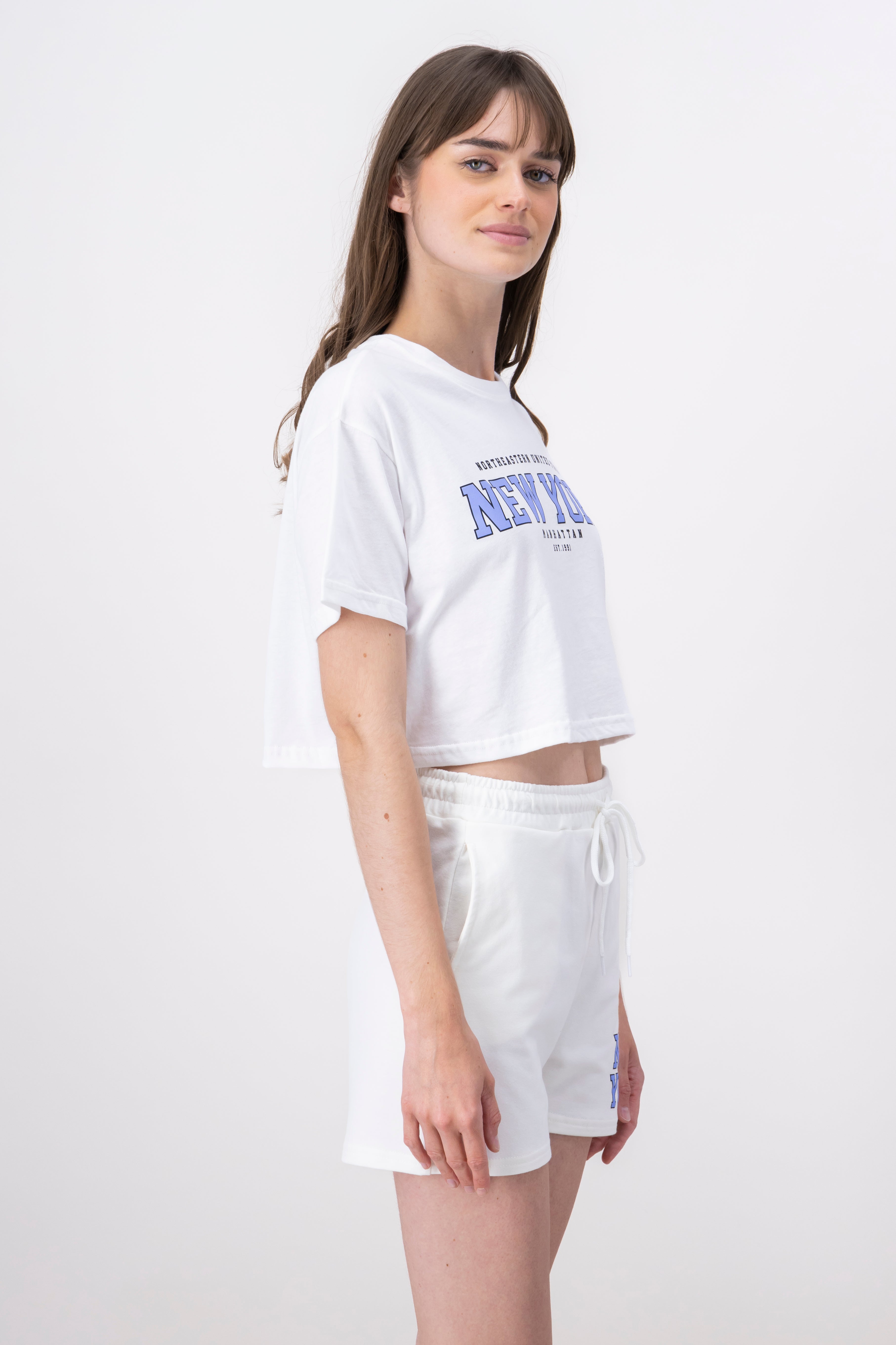 Top Crop Estampado New York BLANCO COMBO