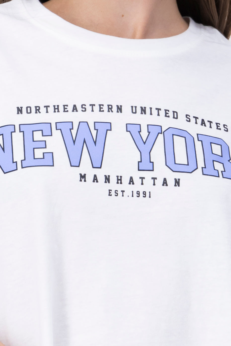Top Crop Estampado New York BLANCO COMBO