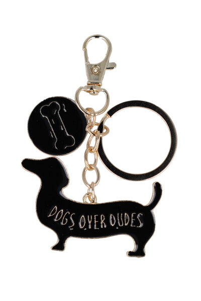 Dogs Dogs Over Dudes Keychain BLACK