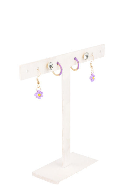 3Pr Aretes Arracadas Flor MORADO