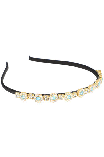 Crystal flower headband BLUE