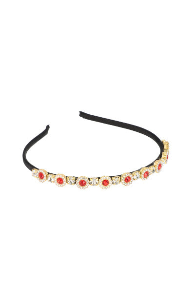 Crystal flower headband RED