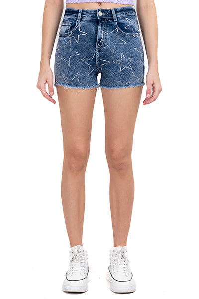 Short denim stars shine ACID WASH