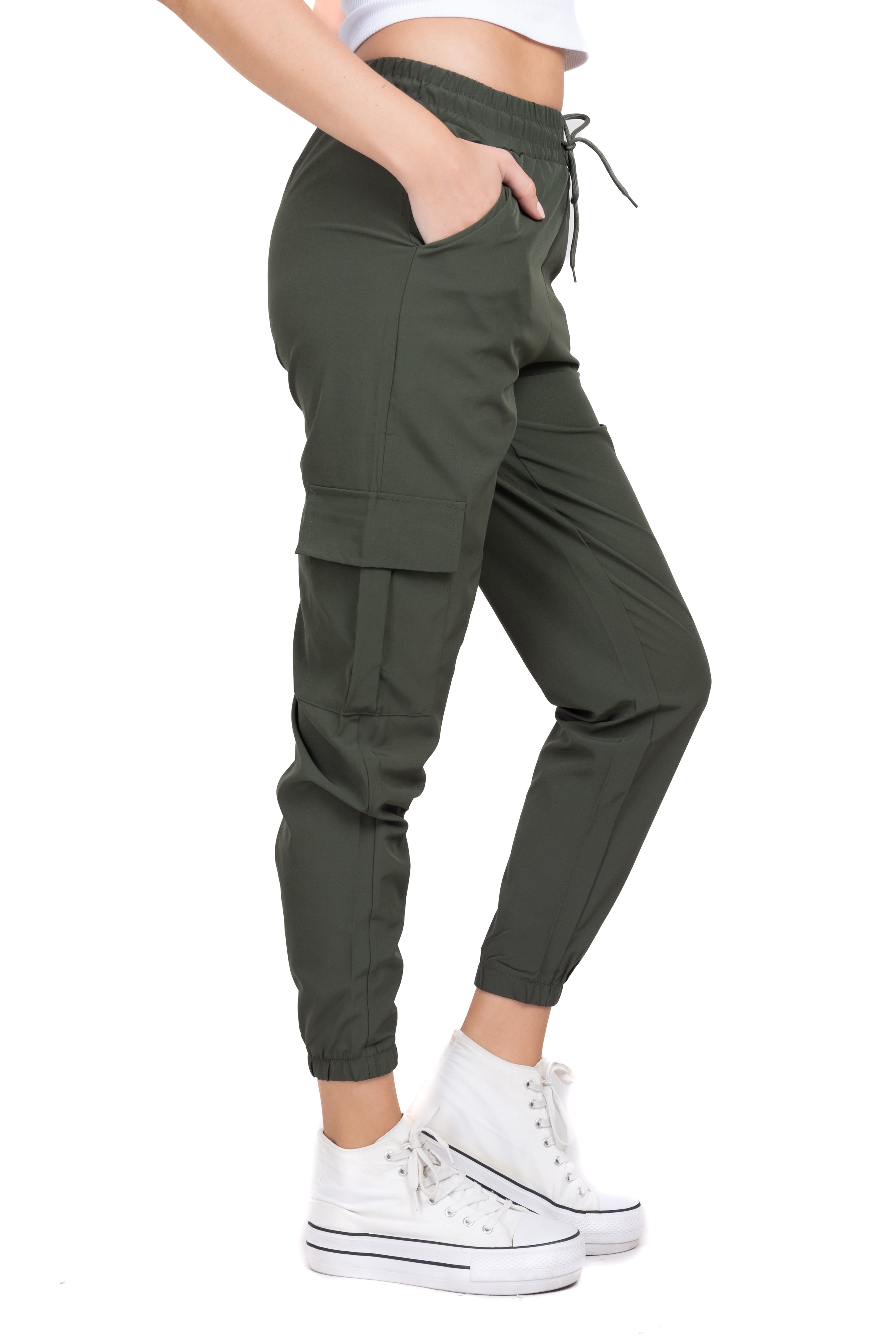 Pantalón Cargo Monocolor Bolsas OLIVO