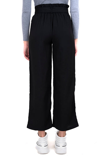 Pantalón wide leg cintura paper bag NEGRO