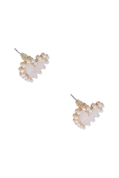 Aretes Studs Corazón Perlas ORO