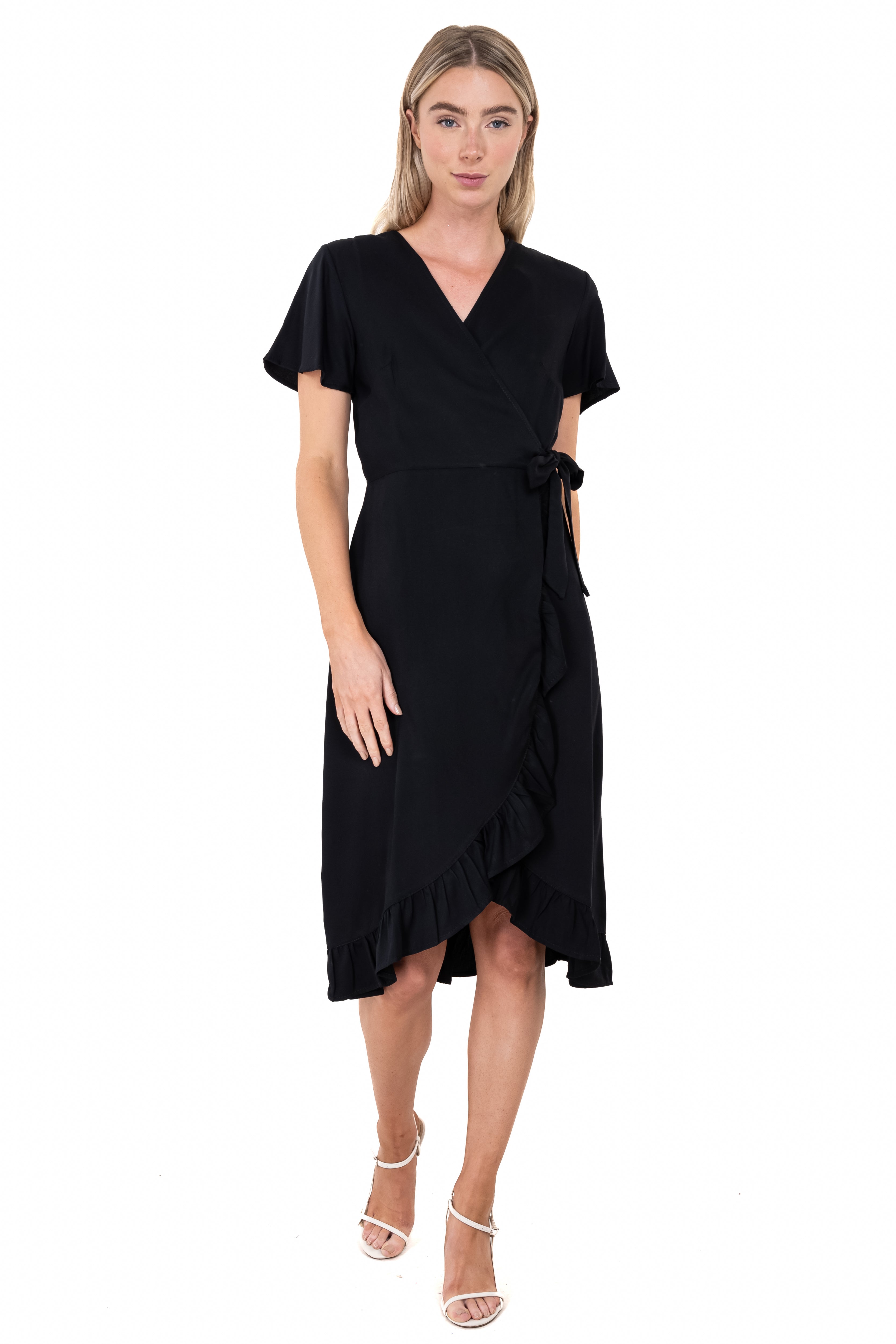 Midi Wrap Olanes dress BLACK